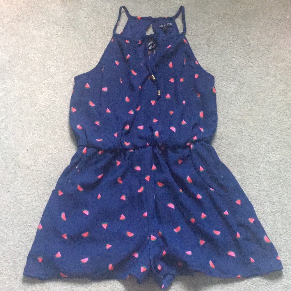 navy blue watermelon romper